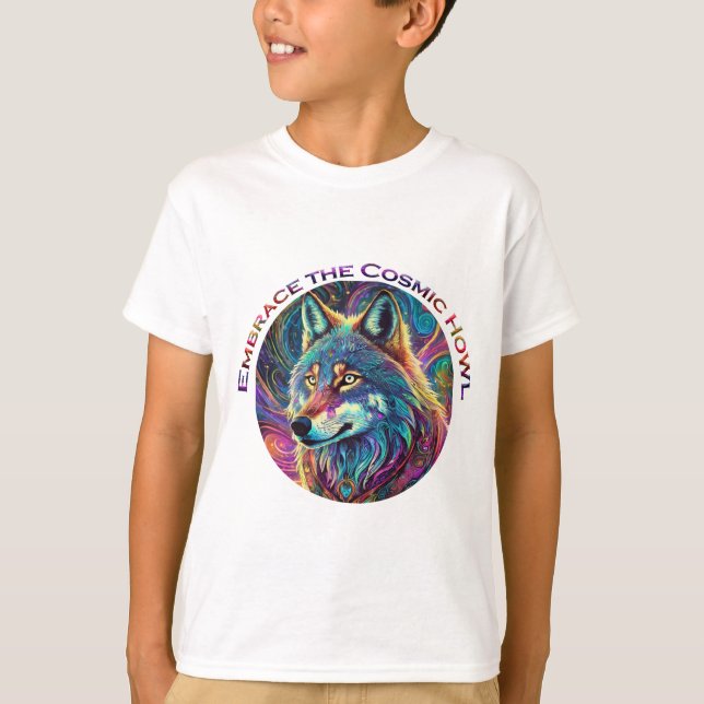 Camiseta Abrace o Lobo de Howl Cósmico (Frente)