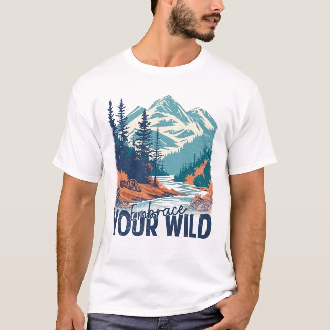 Camiseta Abrace seu selvagem - Aventura natural (Frente)