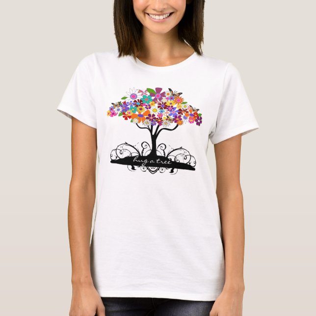 Camiseta Abrace um t-shirt da árvore (Frente)