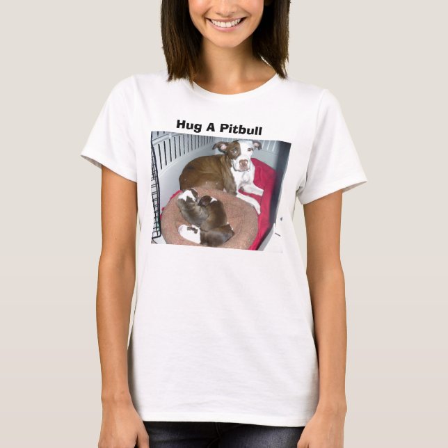 Camiseta Abrace um t-shirt de Pitbull (Frente)