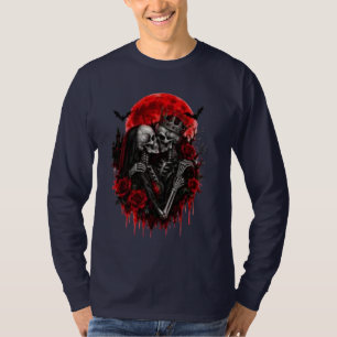 Camiseta Abraço Carmesim: Amantes Esqueleto
