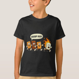 Camiseta Abraço de grupo engraçado marshmallow fogueira smo