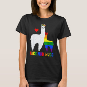 Camiseta Abraço de Mãe Grátis Lhama Arco-Íris Orgulho Lgbtq