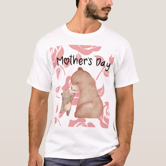 Camiseta Abraço de Urso Quente com Amor Flor Rosa (Frente)