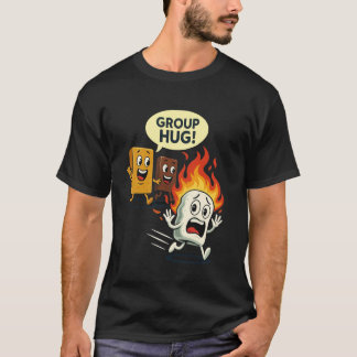 Camiseta Abraço em Grupo Smores Acampamento Torrefação Ao A