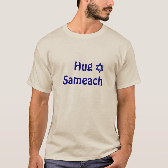 Camiseta Abraço Sameach - feriado Huggable judaico feliz (Frente)