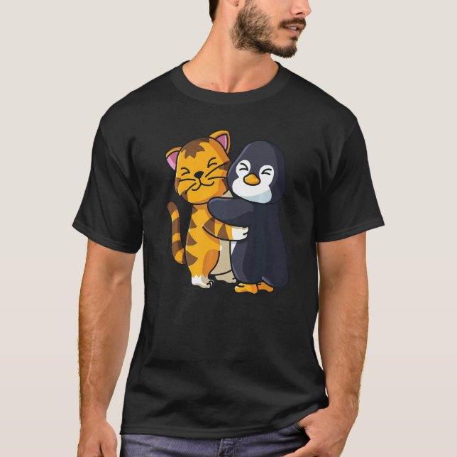 Camiseta Abraços De Animais Do Jardim Zoológico Do Tigre E  (Frente)