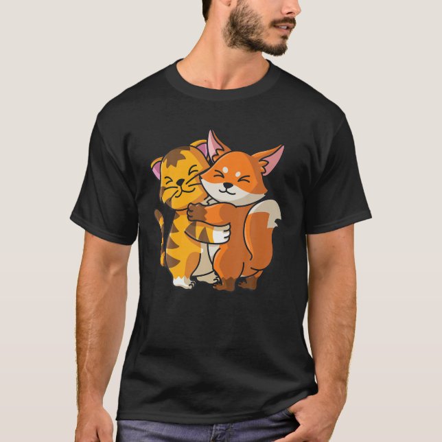 Camiseta Abraços De Animais Do Zoológico De Cuta De Tigre E (Frente)