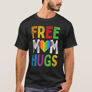 Camiseta Abraços de Mãe Grátis Coração Arco-Íris Boho Orgul