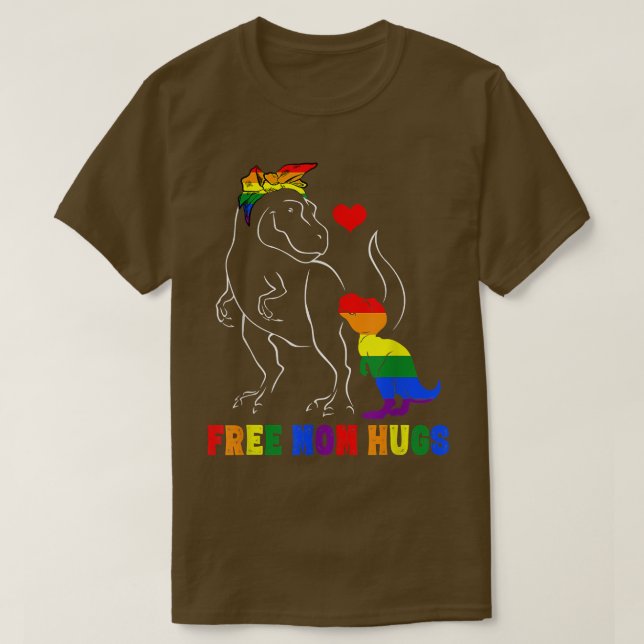 Camiseta Abraços de Mãe Gratuitos - Mãe LGBT Mamasaurus Rai (Frente do Design)