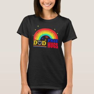 Camiseta Abraços De Pai Gratuito Com Bandeira Do Arco-Íris