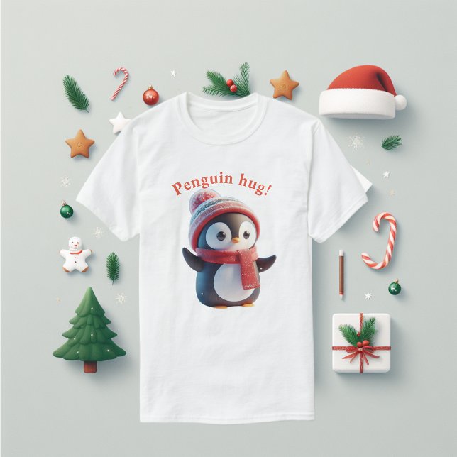 Camiseta Abraços de Pinguim Bonito (Penguin tee shirt fun.)