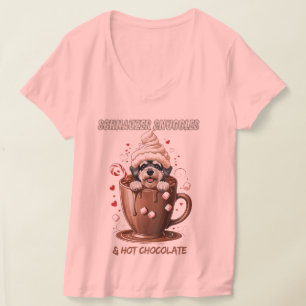 Camiseta Abraços de Schnauzer e Chocolate Quente