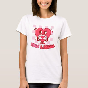 Camiseta Abraços e beijos Amor Coração Rosa Bonito
