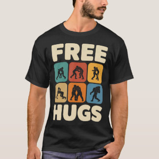 Camiseta Abraços Engraçados e Grátis de Luta Livre Masculin