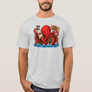 Camiseta Abraços grátis Kraken! Cute Monstro Marinho DND