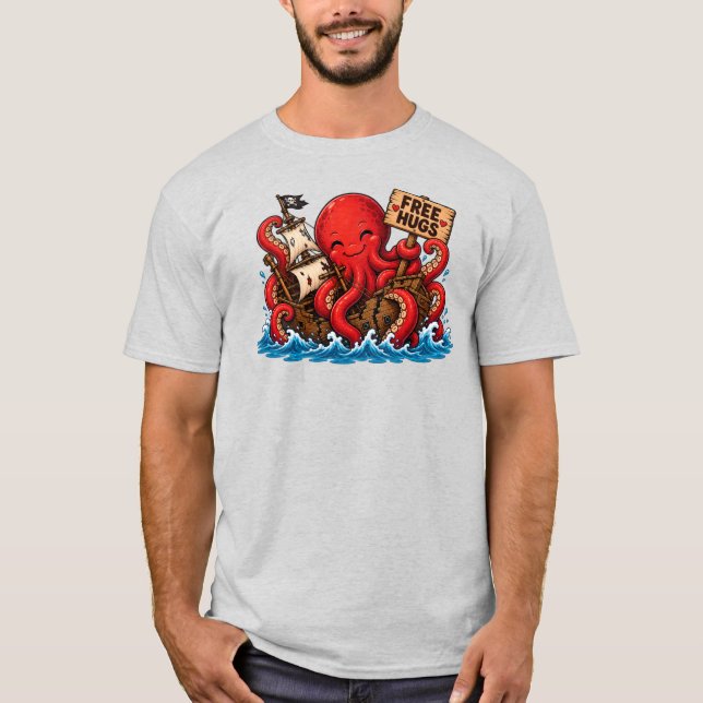 Camiseta Abraços grátis Kraken! Cute Monstro Marinho DND (Frente)