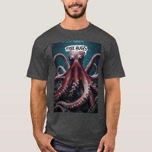 Camiseta Abraços Grátis Octopus Engraçado, Oito Armados