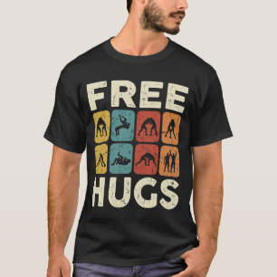 Camiseta Abraços Gratuitos de Luta Livre Engraçado Retro Gr