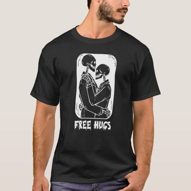 Camiseta Abraços Livres Kiss Skeleton Men Gay Skeletons Hug (Frente)
