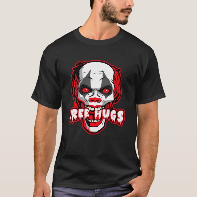 Camiseta Abraços livres sorrindo Mau Matador Assustador H (Frente)