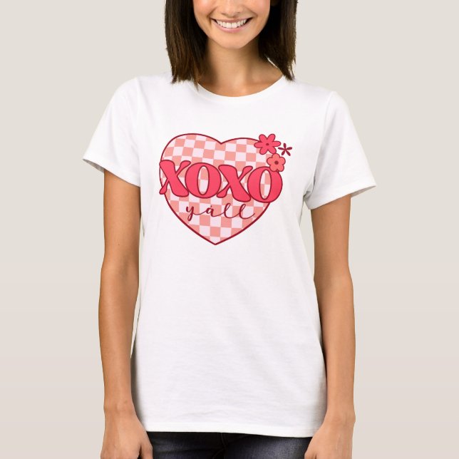 Camiseta Abraços Xoxo e beijos, cor-de-rosa (Frente)