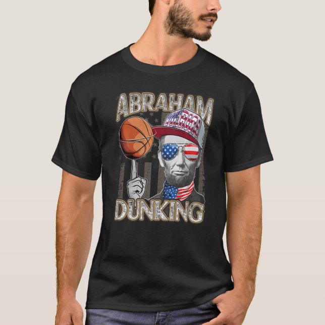 Camiseta Abraham Dunking Abe Lincoln Basbol Patriótico 4 (Frente)