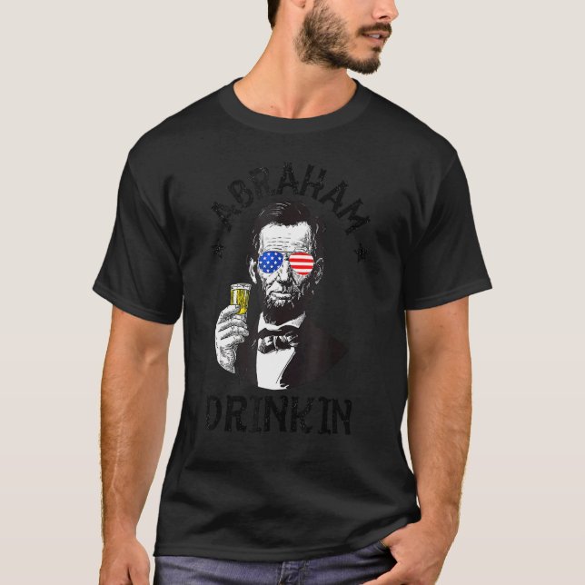 Camiseta Abraham Lincoln 4º De Julho Bebendos Mulheres 1 (Frente)