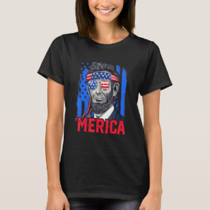 Camiseta Abraham Lincoln 4 De Julho Bandeira Americana