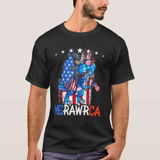 Camiseta Abraham Lincoln 4 De Julho Dino Boys Men American (Frente)
