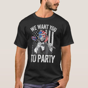 Camiseta Abraham Lincoln 4 de Julho Homens Bandeira America