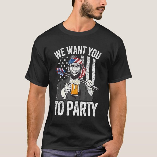 Camiseta Abraham Lincoln 4 De Julho Homens Mulheres America (Frente)