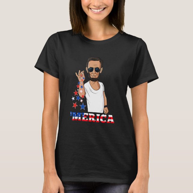 Camiseta Abraham Lincoln 4 De Julho Merica (Frente)