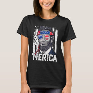 Camiseta Abraham Lincoln 4 De Julho Merica American Flag B