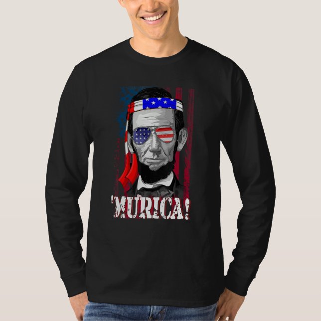 Camiseta Abraham Lincoln 4th Of July Men Women American Fla (Frente)