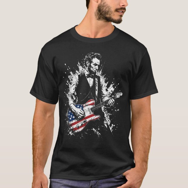 Camiseta Abraham Lincoln Abe Lincoln Tocando Violão (Frente)