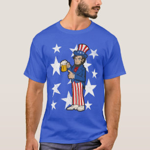 Camiseta Abraham Lincoln Bebendo A Beer Engraçado 4 de julh
