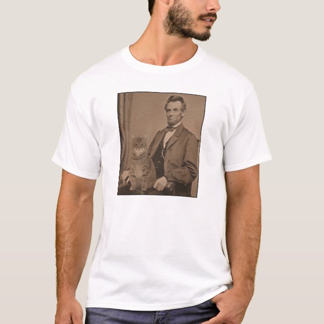 Camiseta Abraham Lincoln e seu gato "Gloria " (Frente)