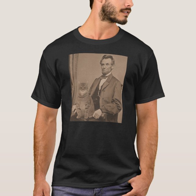 Camiseta Abraham Lincoln e seu gato "Gloria" 3 (Frente)