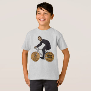Camiseta Abraham Lincoln em uma bicicleta com rodas da