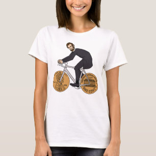 Camiseta Abraham Lincoln em uma bicicleta com rodas da