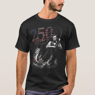 Camiseta Abraham Lincoln Pescando 250 Anos Peixe-Bass 4º