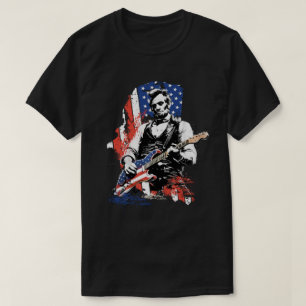 Camiseta Abraham Lincoln Rock Star   Bandeira Patriótica do