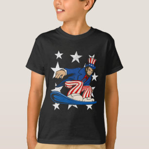 Camiseta Abraham Lincoln Snowboard Funny 4 De Julho Sno