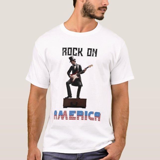 Camiseta Abraham Lincoln Tocando Guitarra (Frente)