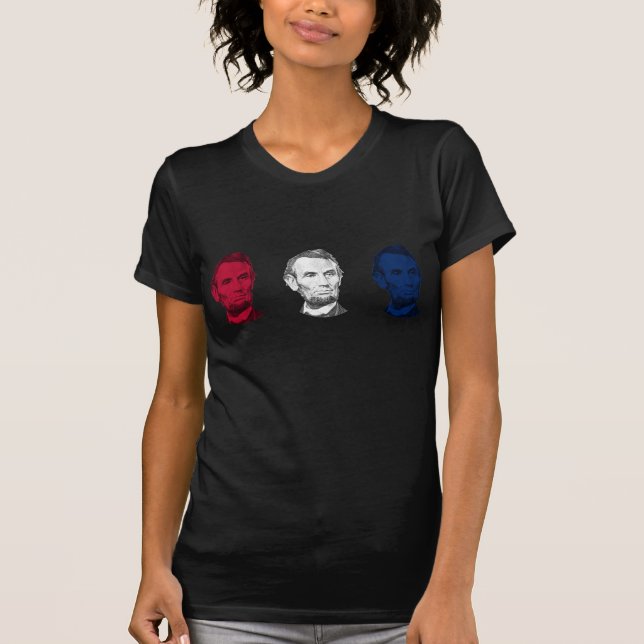 Camiseta Abraham Lincoln vermelho, branco, e azul (Frente)