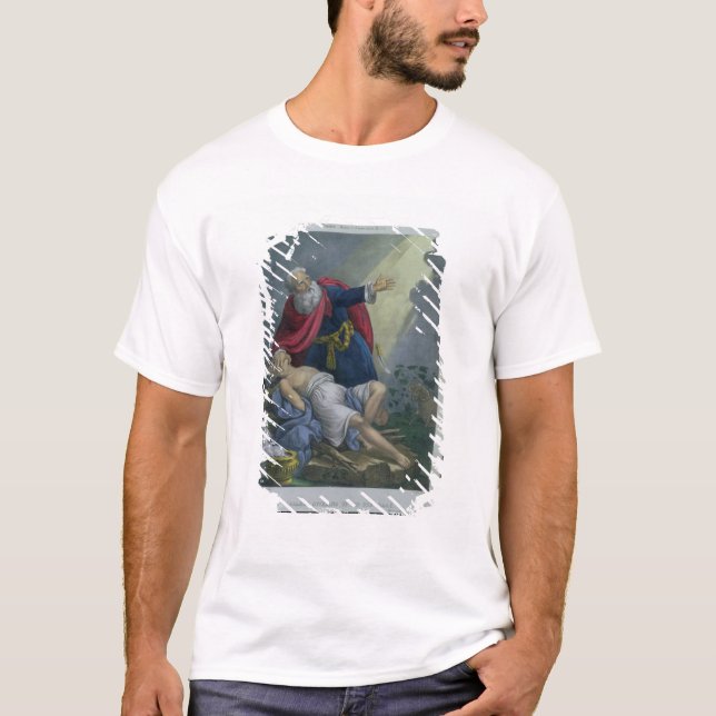Camiseta Abraham que oferece acima de seu filho Isaac, de (Frente)