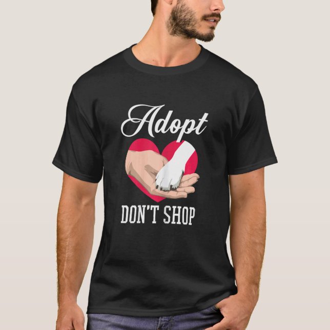 Camiseta Abrigo de Resgate de Animais Adote Não Compre Cães (Frente)