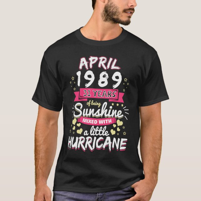 Camiseta ABRIL 1989 Garota 31 Anos Sendo Sol Misturado Hurr (Frente)