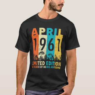 Camiseta Abril De 1961 Retro Vintage, 60 Anos De Idade 60